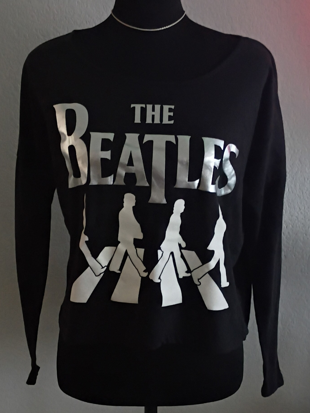 The Beatles Black Tank Top with Silver Logo